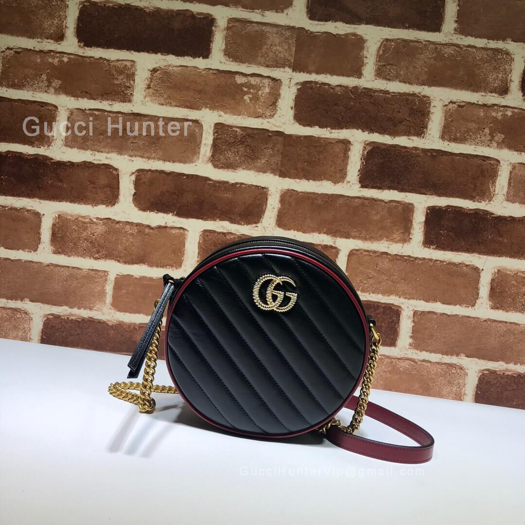 Gucci GG Marmont Mini Diagonal Round Shoulder Bag Black 550154